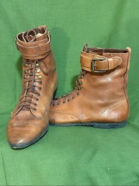Vintage Endicott Johnson Snap Lace Leather Boots Size 9